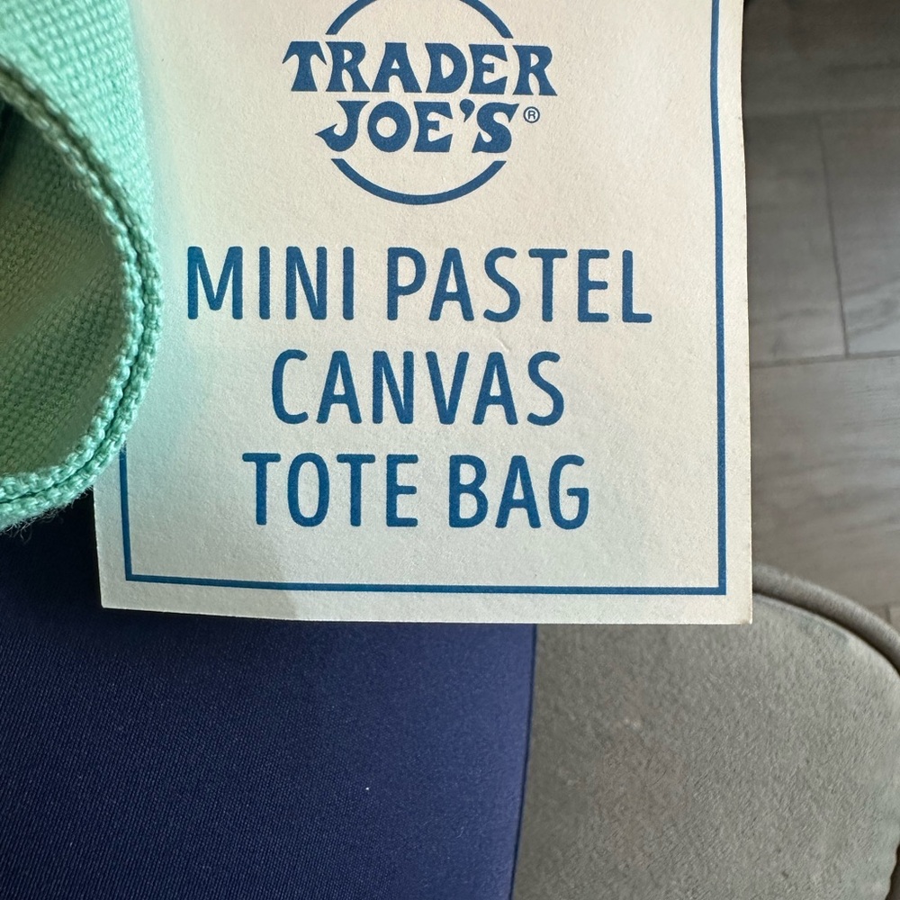 Trader Joe's Cream and Green Canvas Tote Bag - Picture 3 of 4